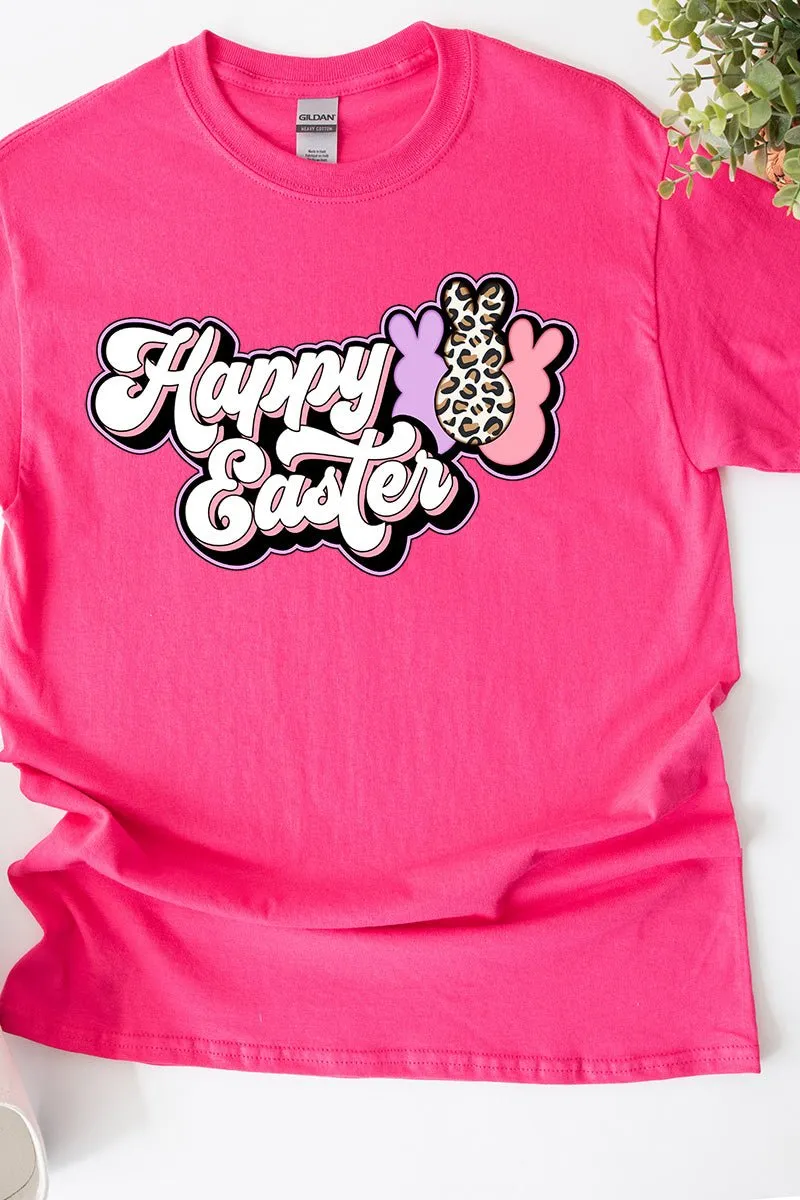 Outline Groovy Happy Easter Short Sleeve Relaxed Fit T-Shirt