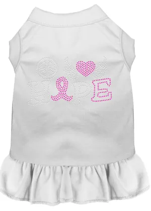 Peace Love Hope Breast Cancer Rhinestone Pet Dress White 4x