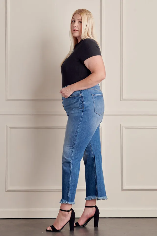 Plus Size, High Rise Straight Leg Jeans (Medium) FINAL SALE