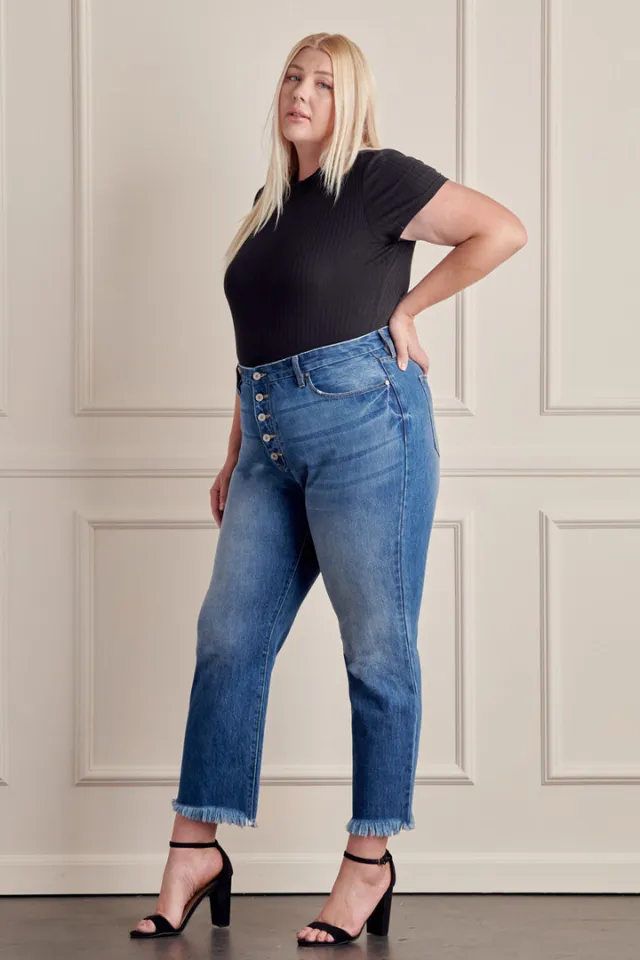 Plus Size, High Rise Straight Leg Jeans (Medium) FINAL SALE