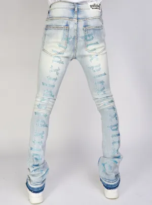 Politics Jeans - Embroidered Skinny Stacked Flare Mac - Light Blue  - 514