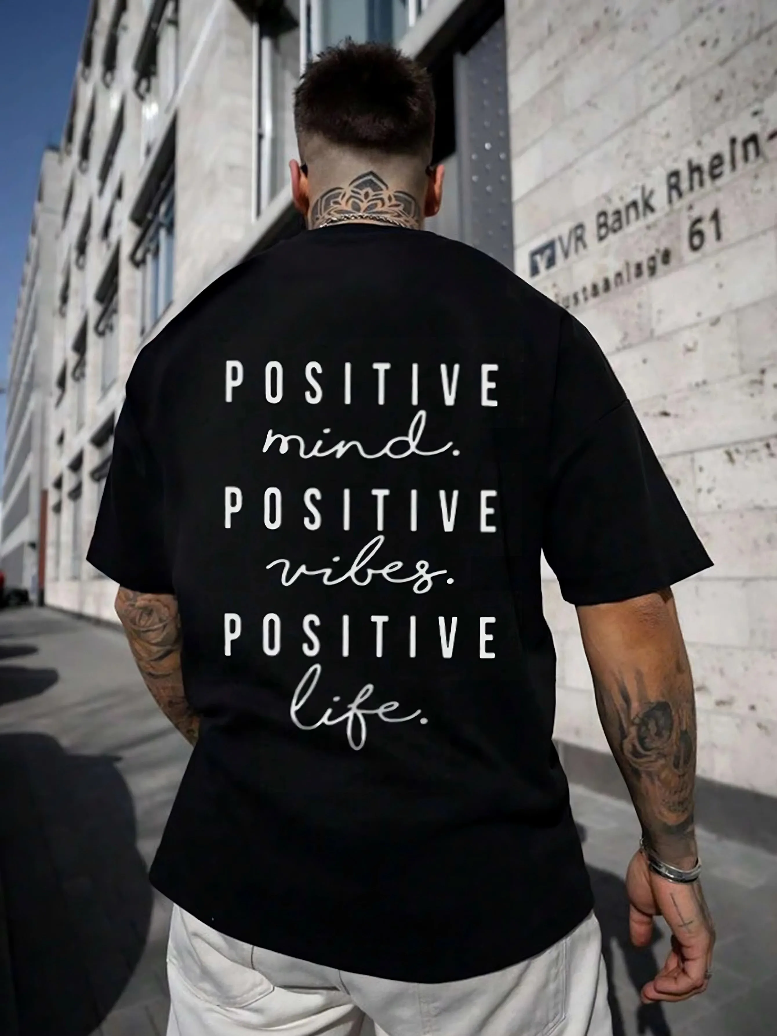 Positive Mind Vibes Life - Black - Gym Oversized T Shirt