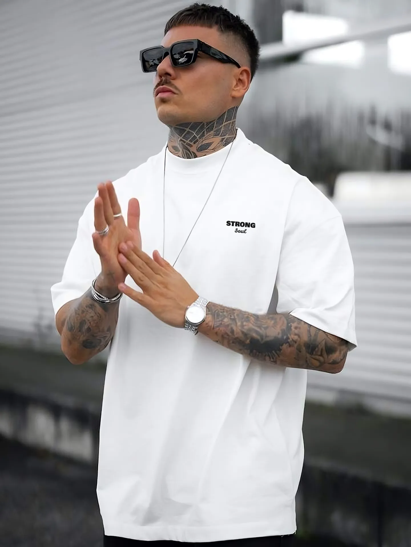Positive Mind Vibes Life - White - Gym Oversized T Shirt