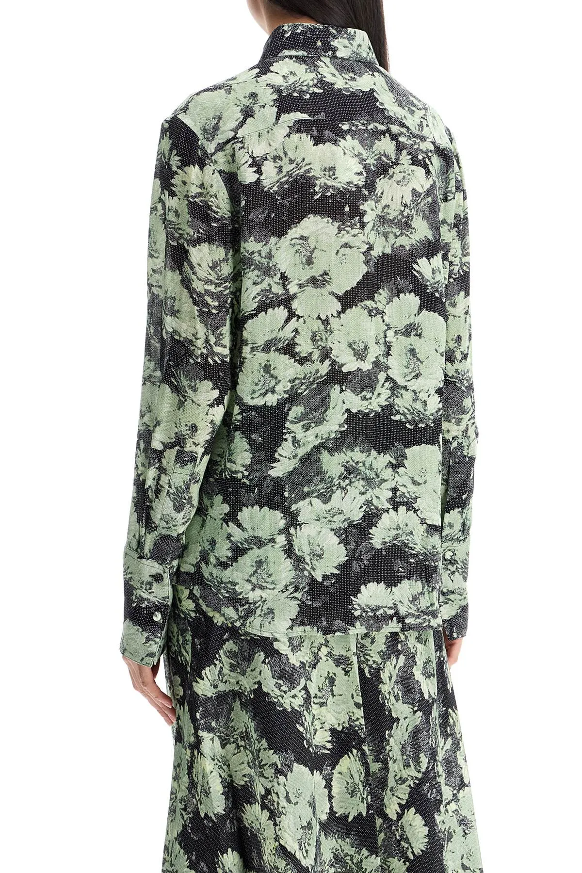 printed viscose shirt 163648 GREEN PIXEL FLORAL