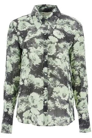 printed viscose shirt 163648 GREEN PIXEL FLORAL