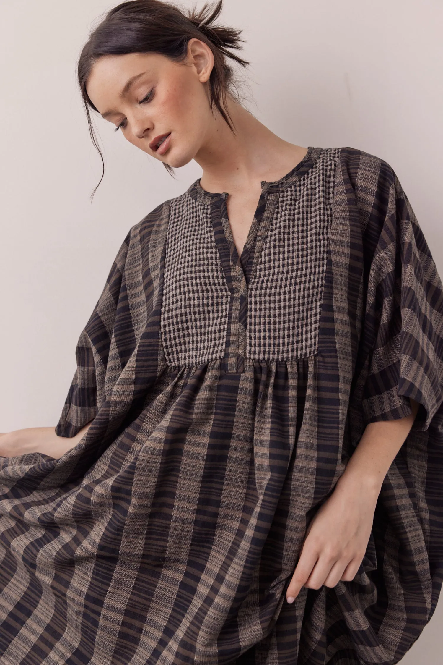 Pullover cotton linen blend easy dress