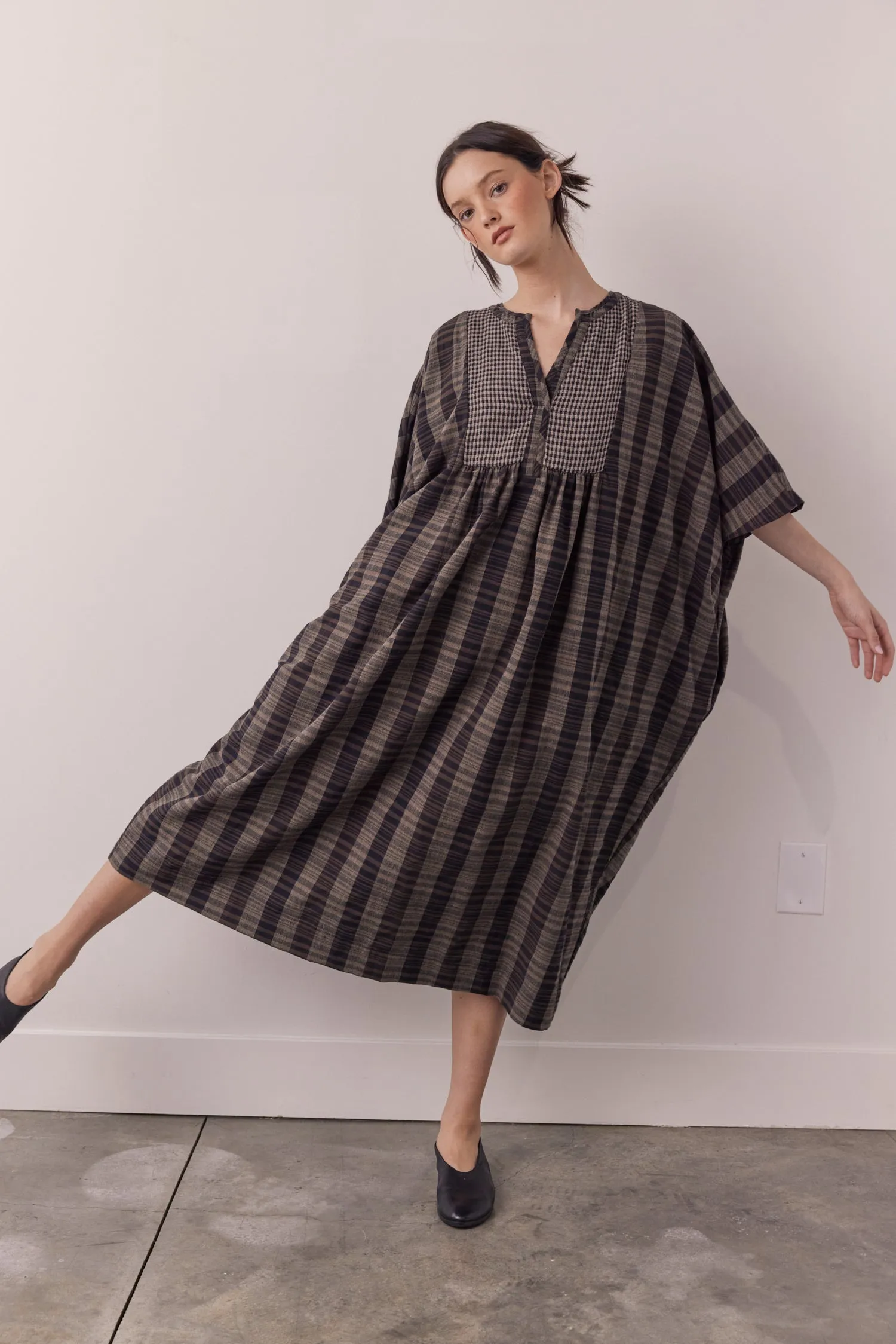 Pullover cotton linen blend easy dress