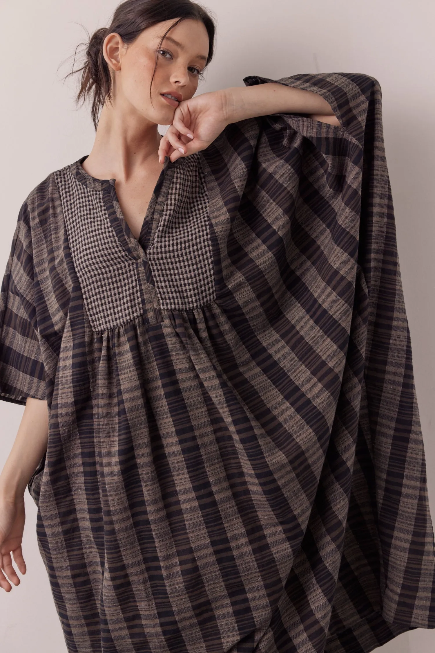 Pullover cotton linen blend easy dress