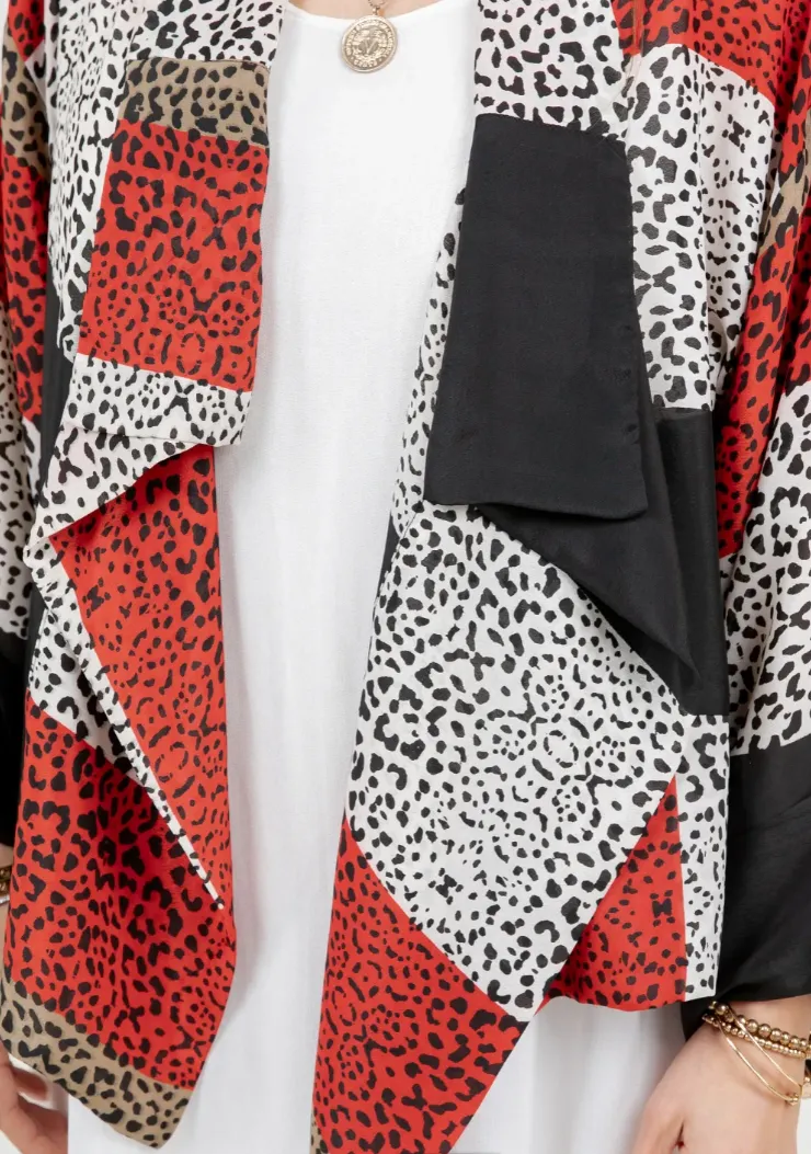 Red Leopard Boho Chic Flirty Fashionista Jackets Small-2X