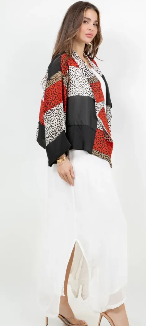 Red Leopard Boho Chic Flirty Fashionista Jackets Small-2X