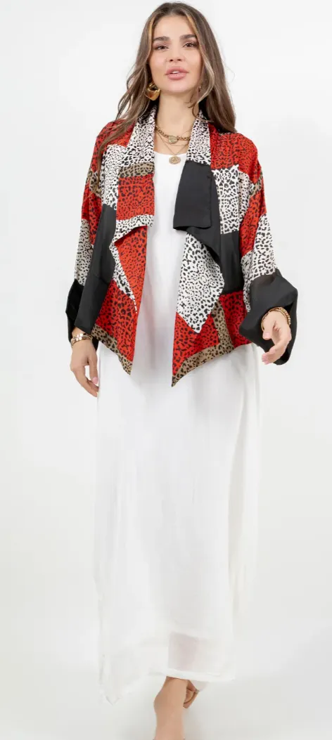 Red Leopard Boho Chic Flirty Fashionista Jackets Small-2X