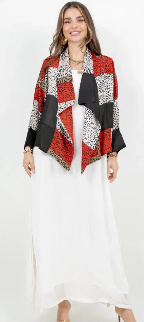 Red Leopard Boho Chic Flirty Fashionista Jackets Small-2X