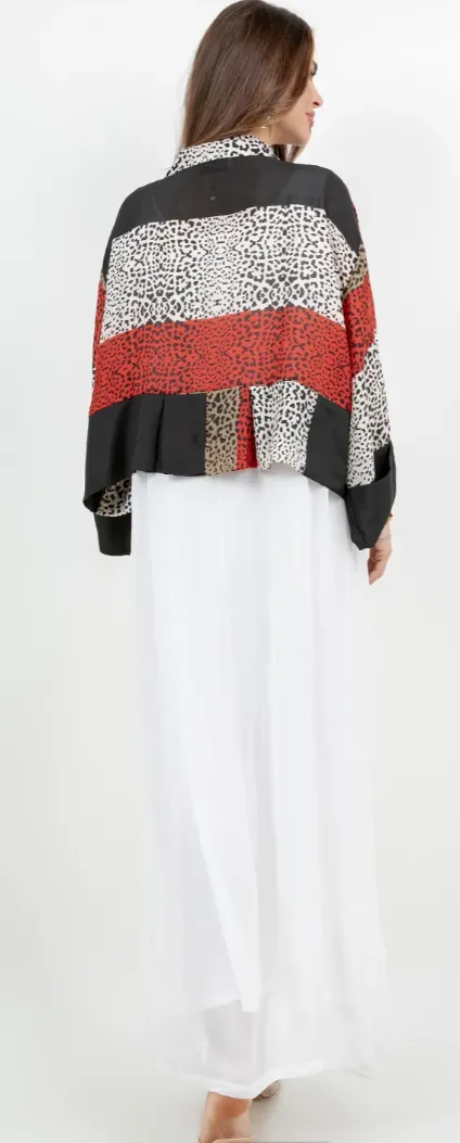 Red Leopard Boho Chic Flirty Fashionista Jackets Small-2X