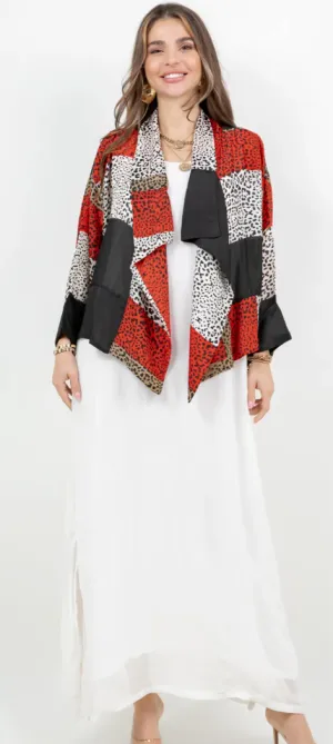 Red Leopard Boho Chic Flirty Fashionista Jackets Small-2X