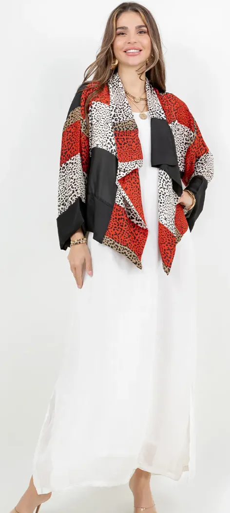 Red Leopard Boho Chic Flirty Fashionista Jackets Small-2X