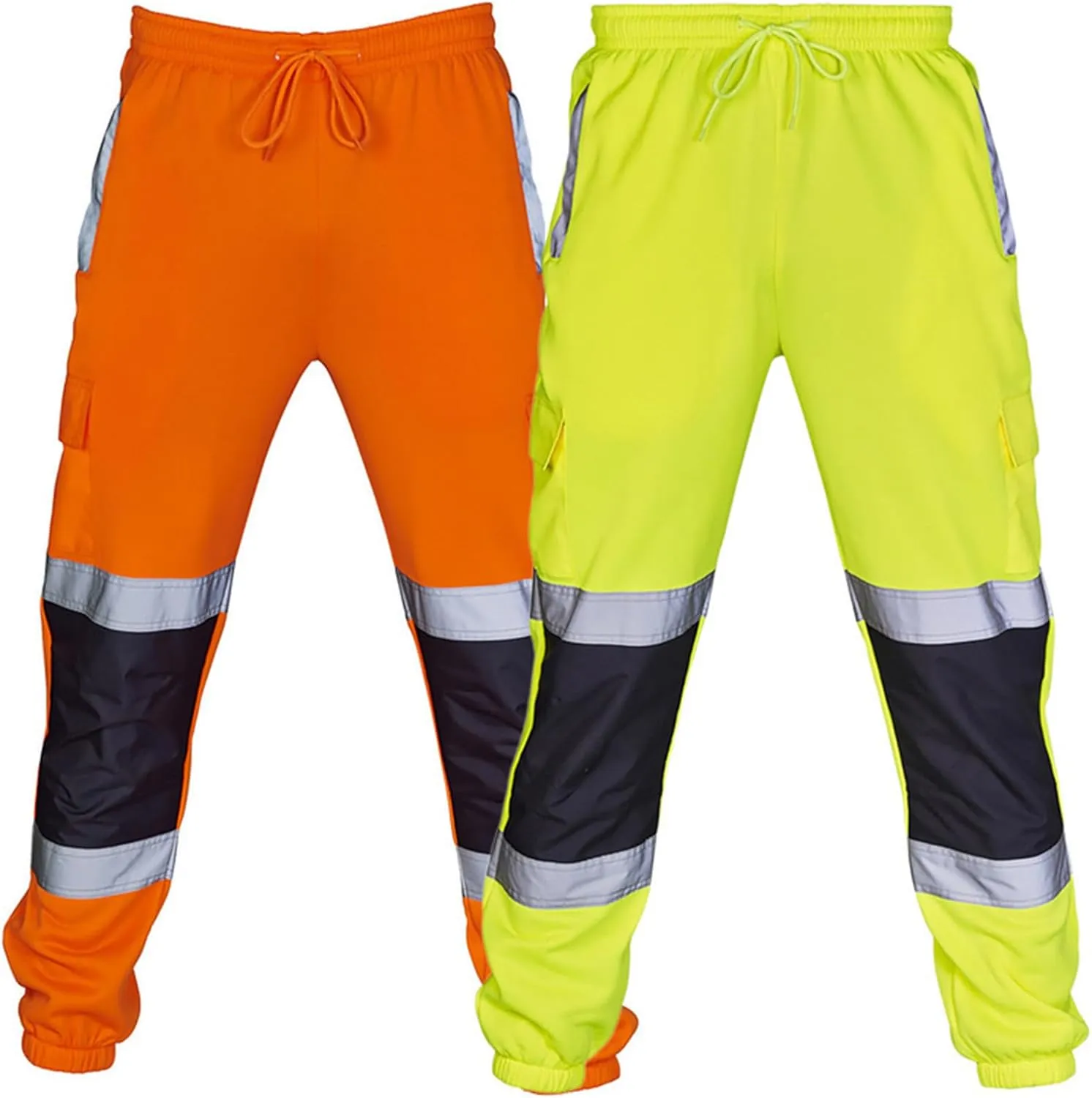 Reflective Safety Pants for Men Drawstring Hi-Vis Trousers Construction Work Pants Casual Cargo Pants