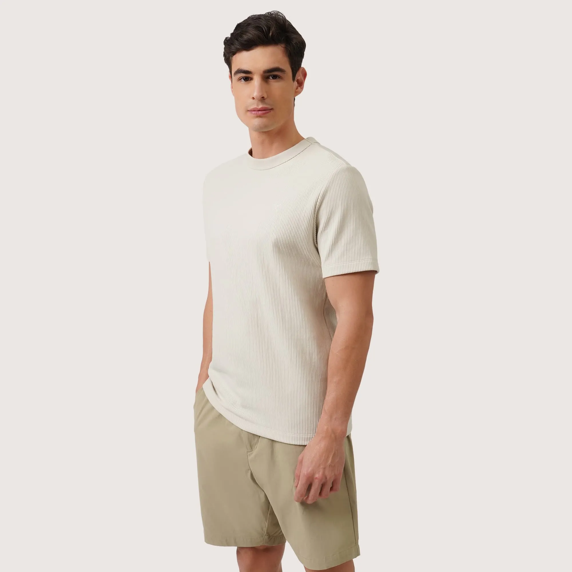 Relaxed Fit T-Shirt In Textured Knit Stripes