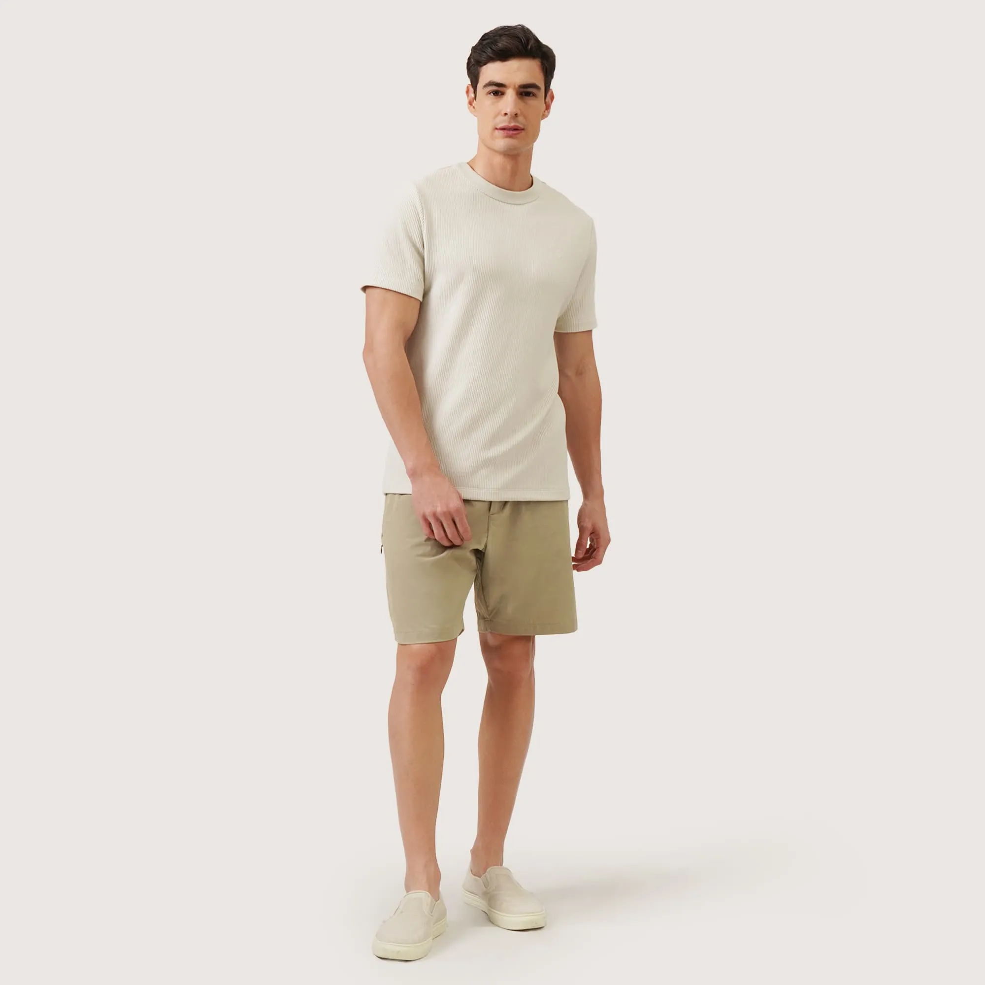Relaxed Fit T-Shirt In Textured Knit Stripes