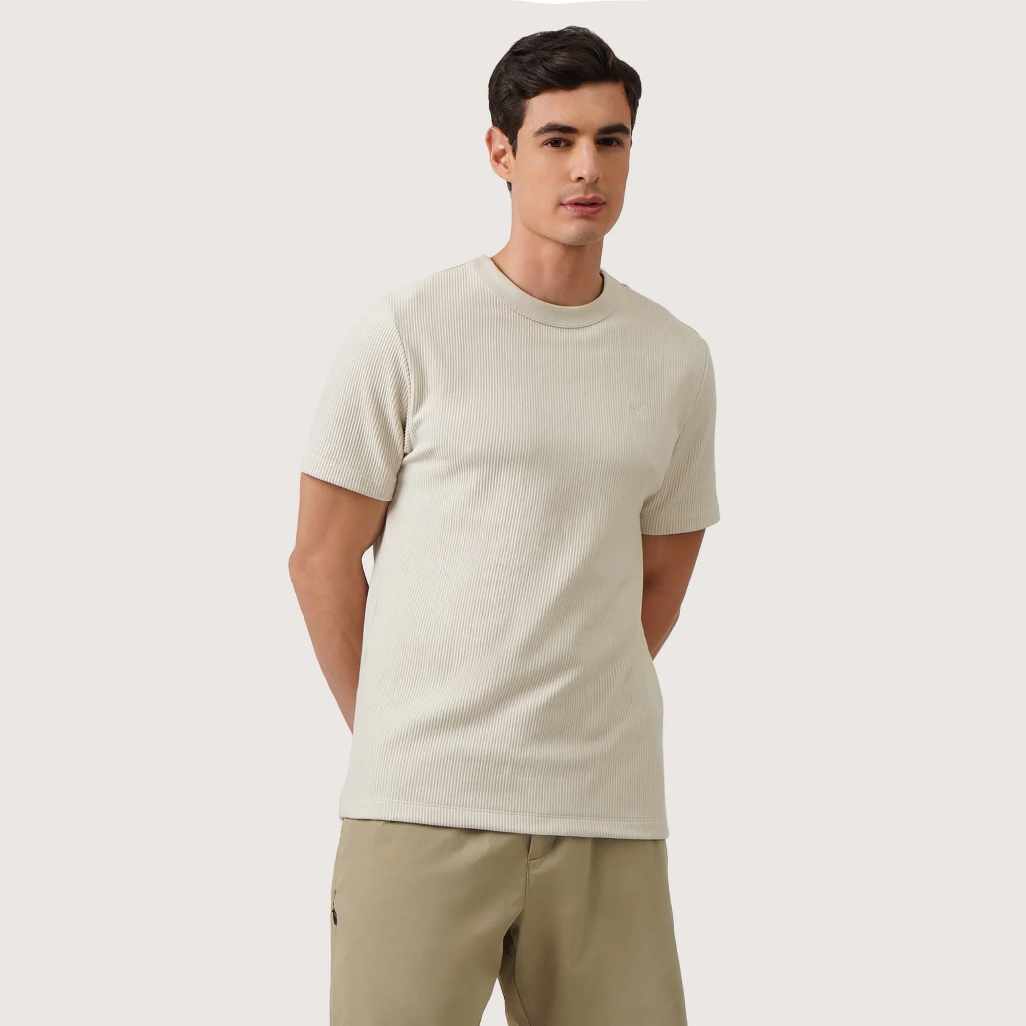 Relaxed Fit T-Shirt In Textured Knit Stripes