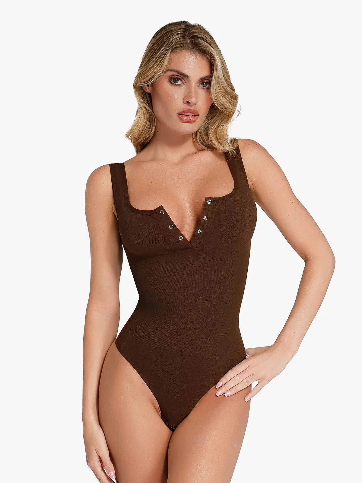Shapewear Seamless Modal Henley Tank Bodysuit