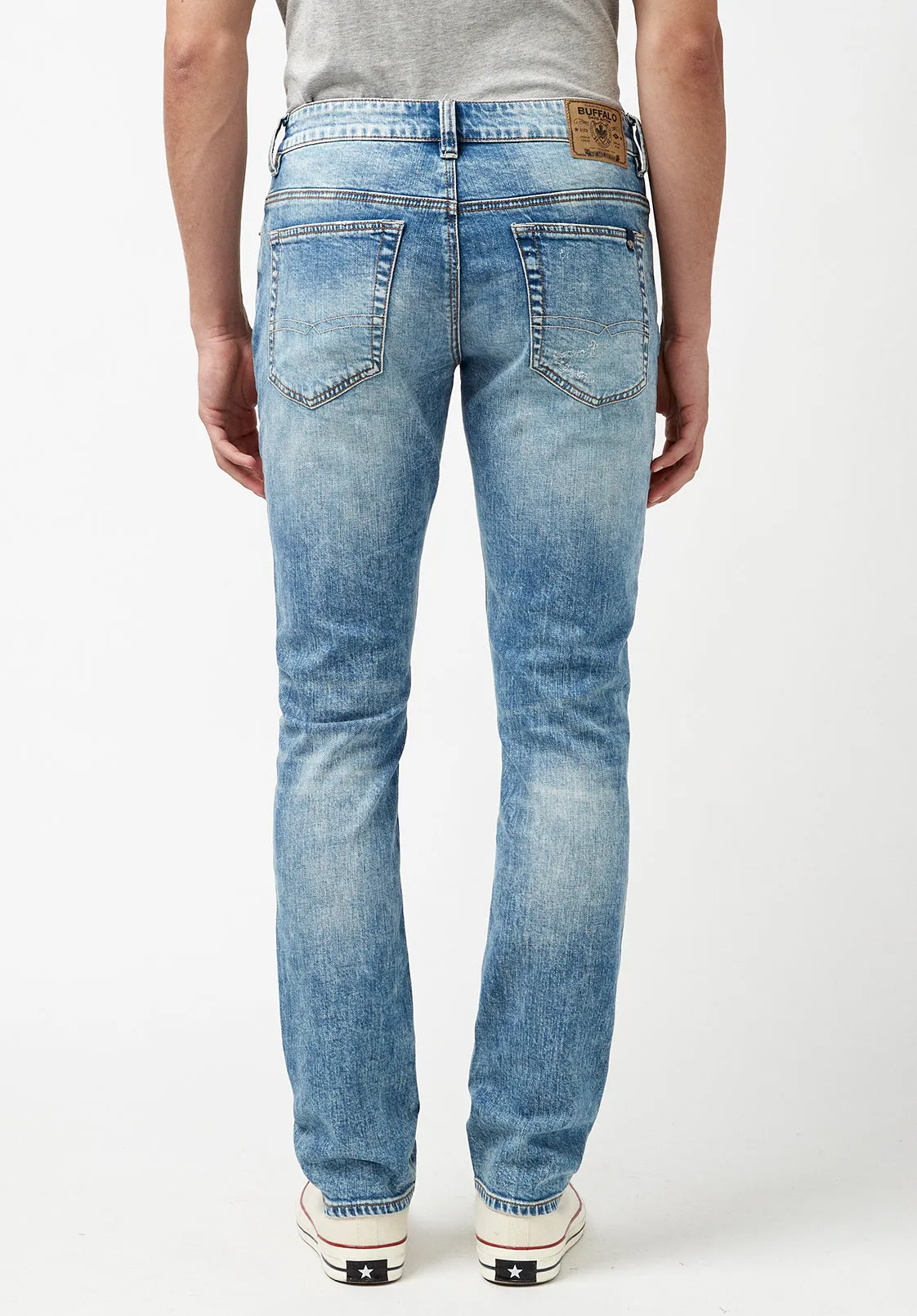 Slim Ash Men's Jeans in Worn & Creased Blue - BM22885