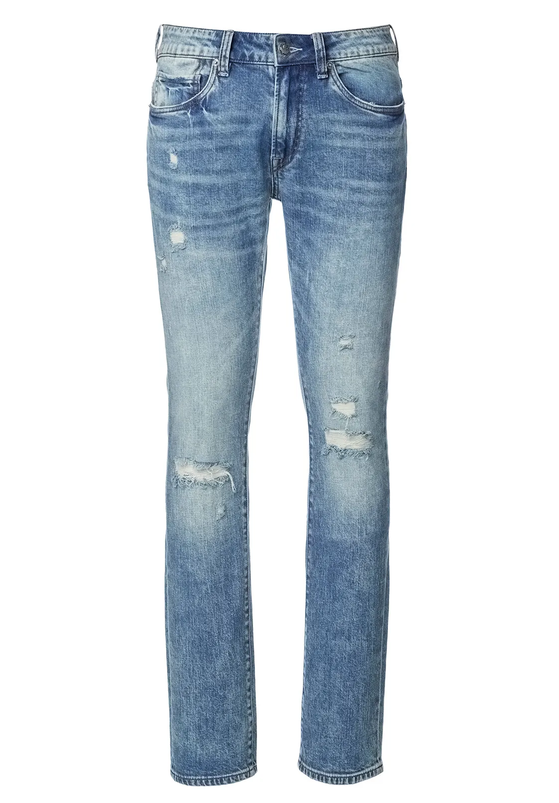 Slim Ash Men's Jeans in Worn & Creased Blue - BM22885