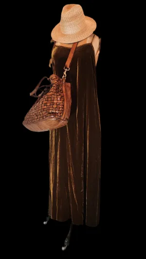 Slip dress (Silk Velvet) - Old Gold