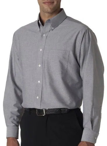 UltraClub� Men's Classic Wrinkle-Free Long-Sleeve Oxford (Charcoal) (X-Large)