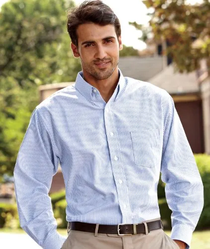 UltraClub� Men's Classic Wrinkle-Free Long-Sleeve Oxford (Charcoal) (X-Large)