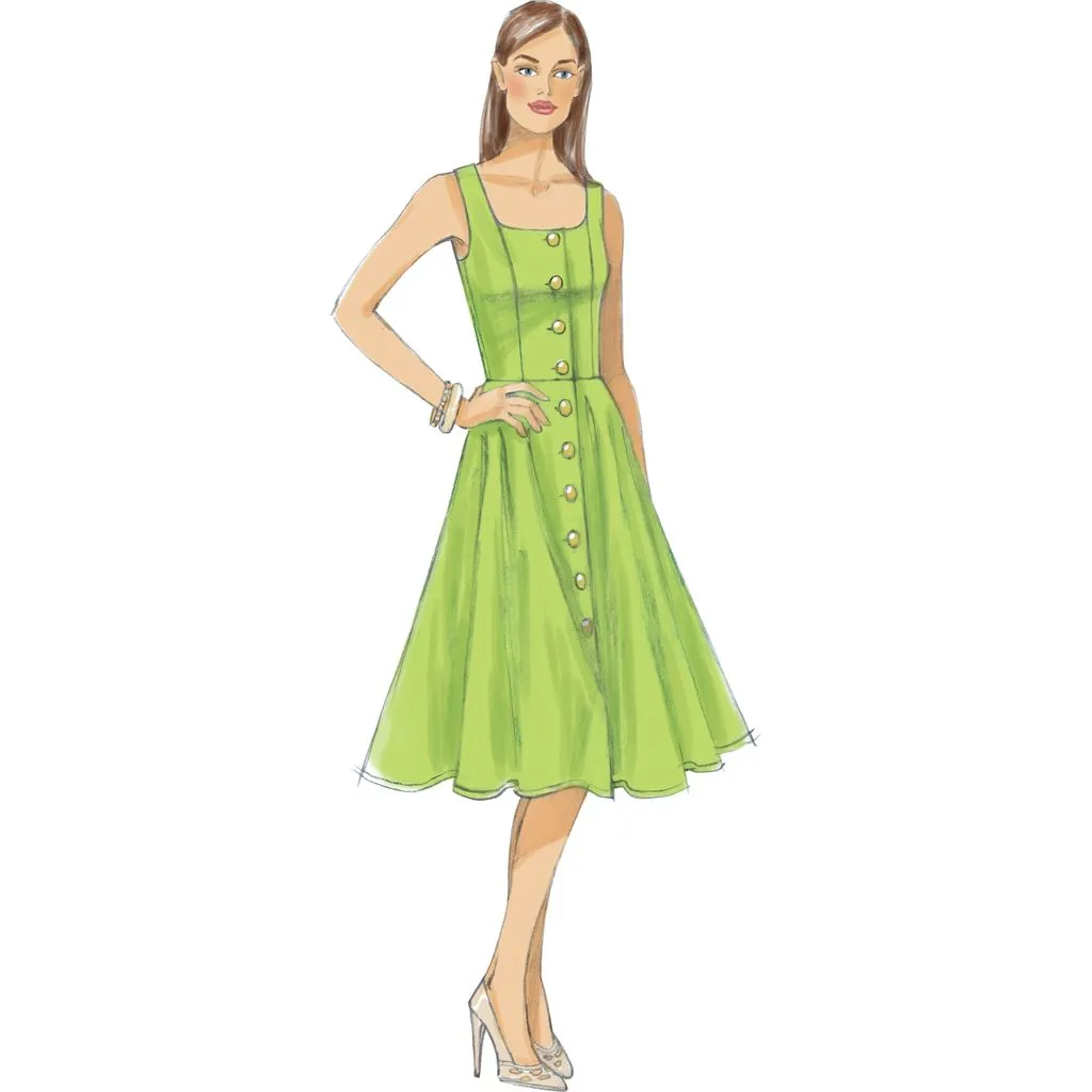 Vogue Pattern V9182 Misses' Button-Down, Flared-Skirt Dresses
