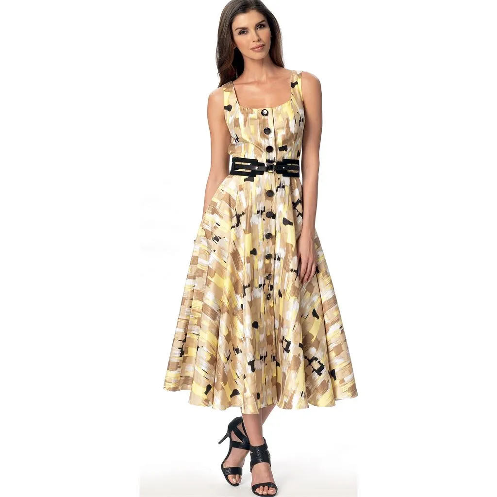 Vogue Pattern V9182 Misses' Button-Down, Flared-Skirt Dresses