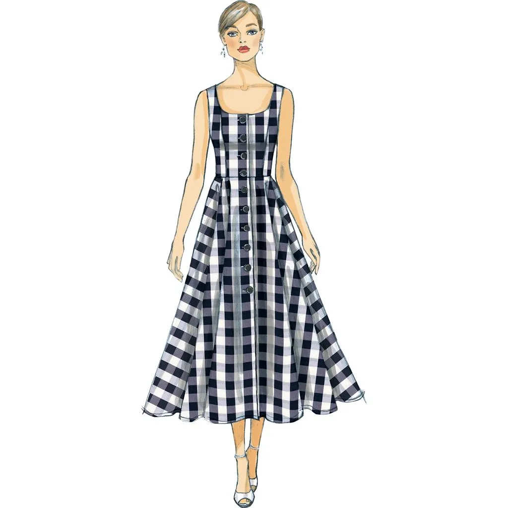 Vogue Pattern V9182 Misses' Button-Down, Flared-Skirt Dresses