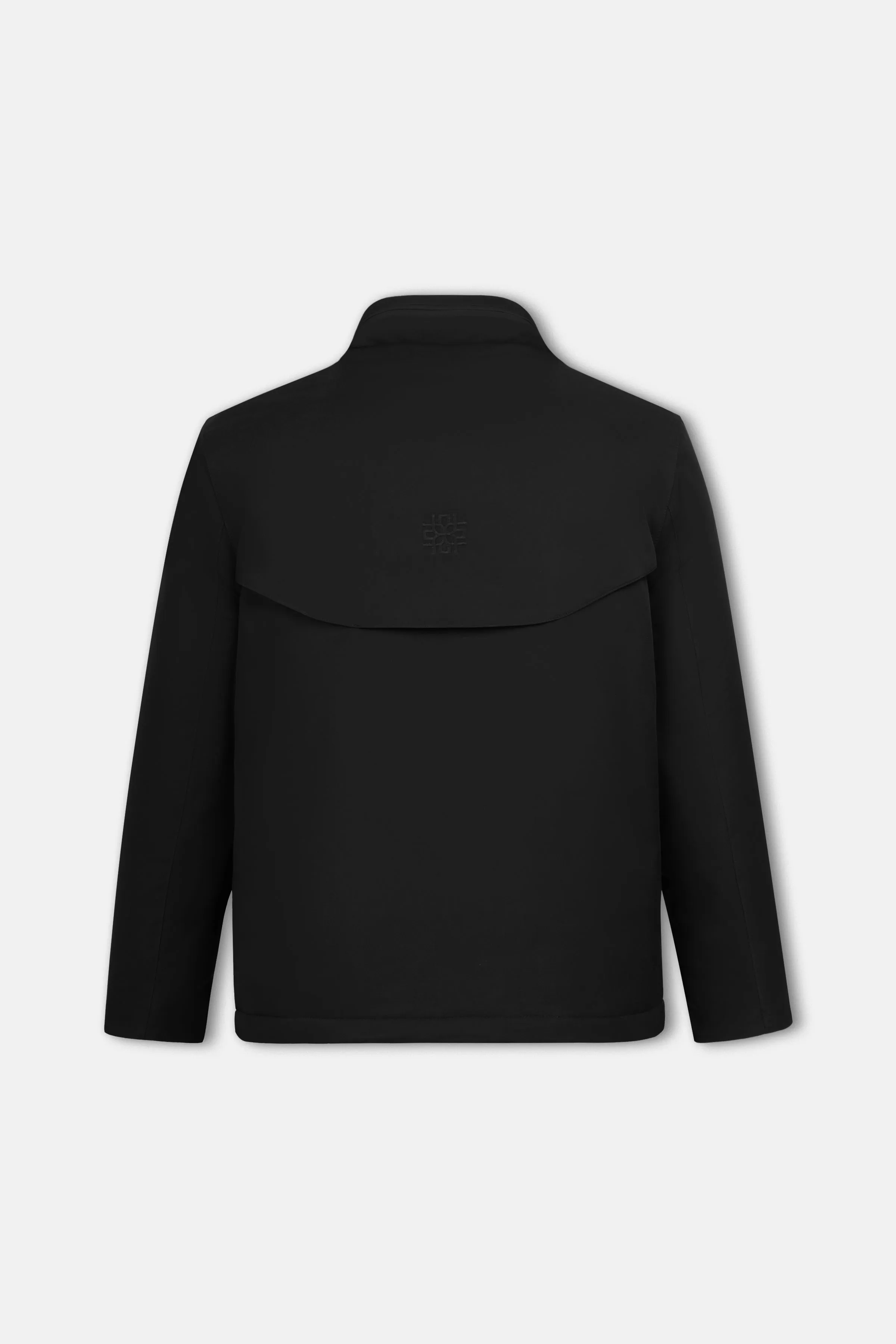 Waterproof Black Gabardine Jacket With Hoodie