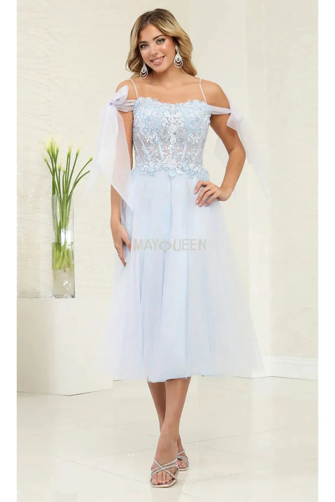 Western Dress For Women in Baby Blue By May Queen MQ2089