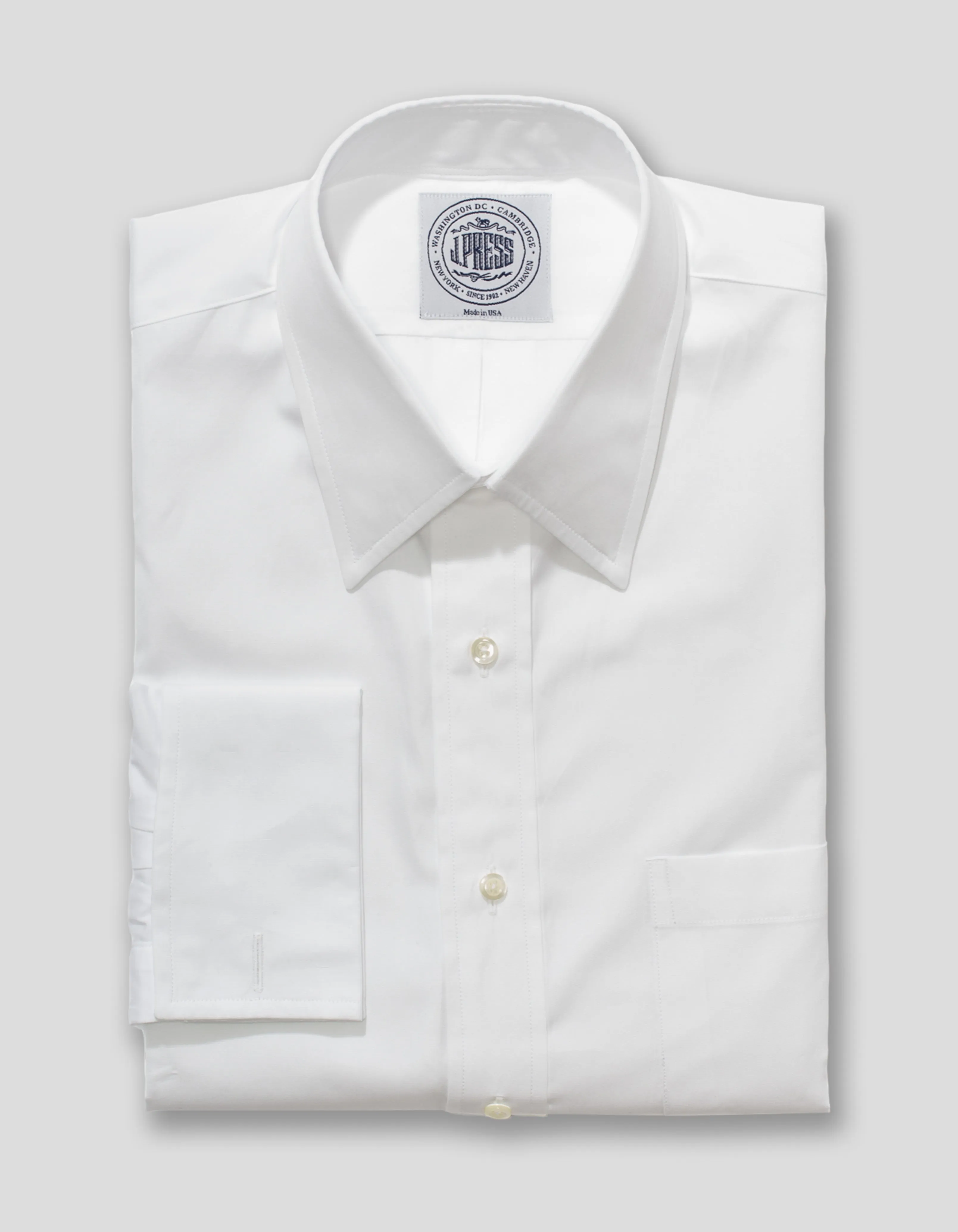 WHITE POINT COLLAR FRENCH CUFFED DRESS SHIRT