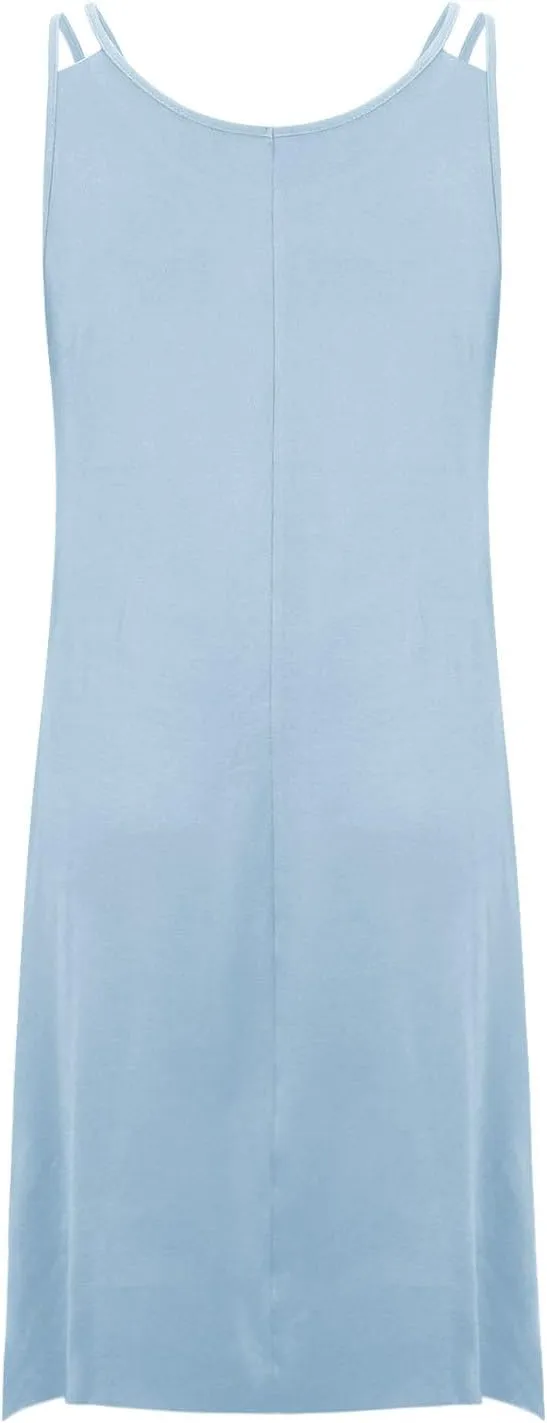 Women Plus Size Midi Dresses Trendy Irregular Hem Sleeveless Crewneck Loose Comfy Tank Dress Summer Beach Sundress