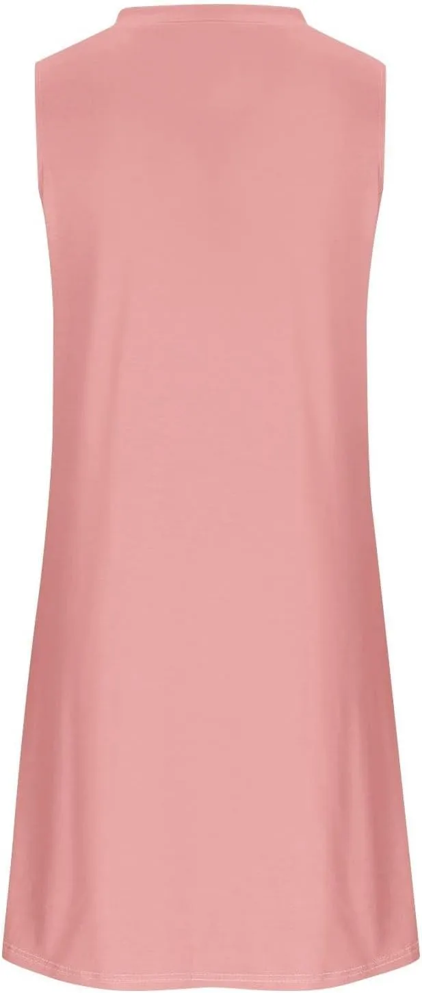 Womens Summer Dresses 2025 Casual Swimsuit Coverup Dress Plain Crewneck Sleeveless Sundresses Beach Loose Tank Dress