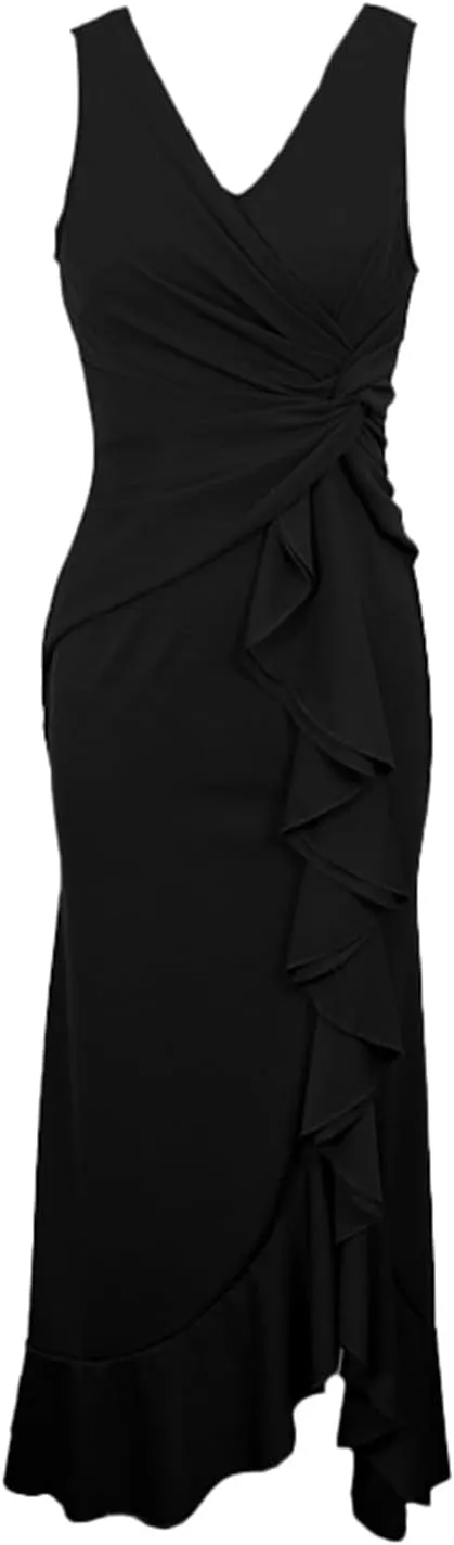 Women's Summer Formal Maxi Dresses Sleeveless Wrap V Neck Bodycon Ruched Slit Mesh Wedding Guest Cocktail Dress