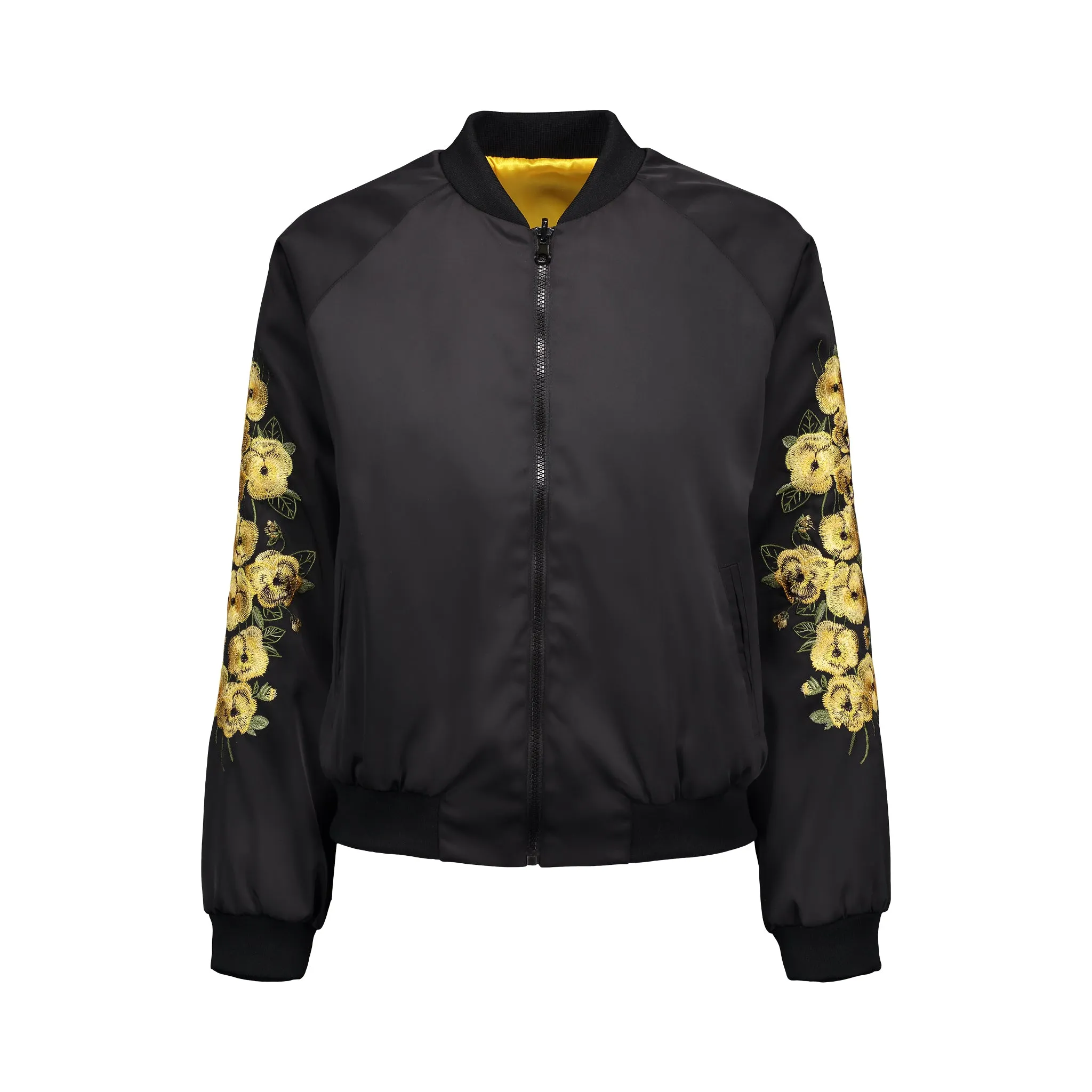 Yellow Pansy Bomber Jacket